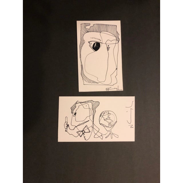 1980s Gallery Wall Collection-2 Vintage Wayne Cunningham Abstract Ink Drawings Signed-Set of 2 For Sale - Image 5 of 5