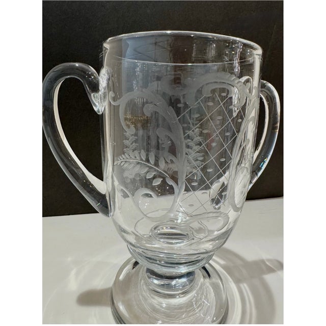 Antique Bohemian Engraved Glass Loving Cup Trophy Vase Stag Deer Pedestal 19th C For Sale - Image 4 of 6