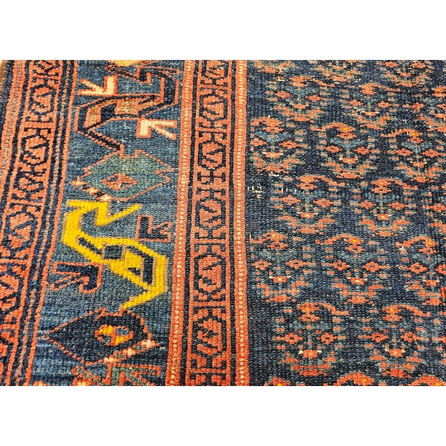 Antique Persian Bidjar Rug, Hand-Knotted Wool, Allover Paisley Pattern. Blue & Green, 4x6 For Sale - Image 13 of 16