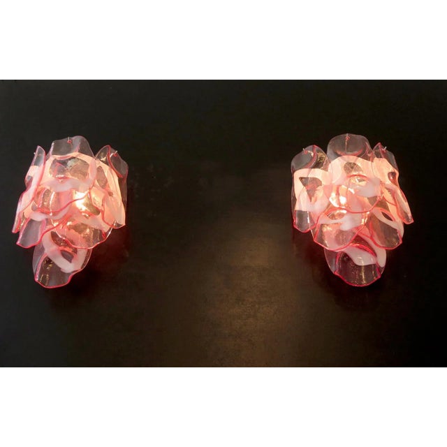 Murano 6 Pink/Rose Lattimo Glass Sconces - a Pair For Sale In Los Angeles - Image 6 of 10
