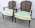 French Pair of Vintage French Louis XV Style Carved Wood & Cane Fauteuil Armchairs For Sale - Image 3 of 7