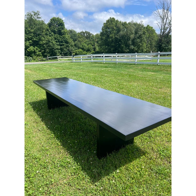 Black Lacquer Banquet Dining Table or Conference Table or Communal Table Solid Wood Rustic Chic For Sale - Image 12 of 12