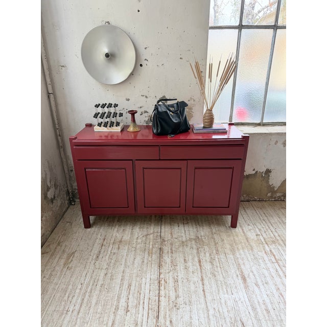 Vintage Red Lacquered Sideboard in Wood, 1970 For Sale - Image 11 of 18
