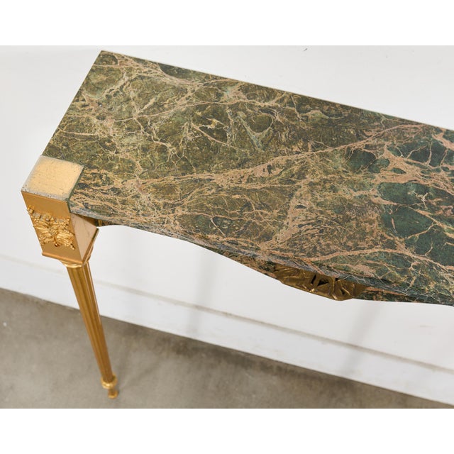 Wood French Napoleon Empire Style Marble Bronzed Wall Console Table For Sale - Image 7 of 16