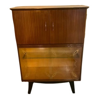 1950s Vintage Mid-Century Modern Pop Up Bar Cabinet For Sale