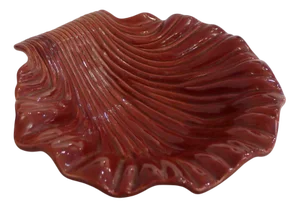 Mid-Century Modern Red Earthenware Rockery Shell Dish, 1950s