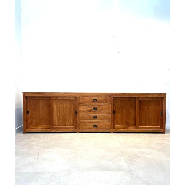Large Teak Sideboard with Sliding Doors and Drawers For Sale - Image 6 of 6