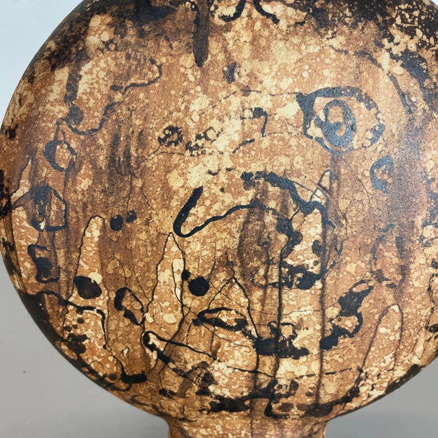 Brown Large German Ceramic Studio Pottery Vase from Gerhard Liebenthron, 1970s For Sale - Image 8 of 18