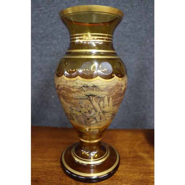 Late 20th Century Bohemian Glass Decanter and Vase Set With Horse-Drawn Carriage Scenes, Set of 3 For Sale - Image 10 of 18