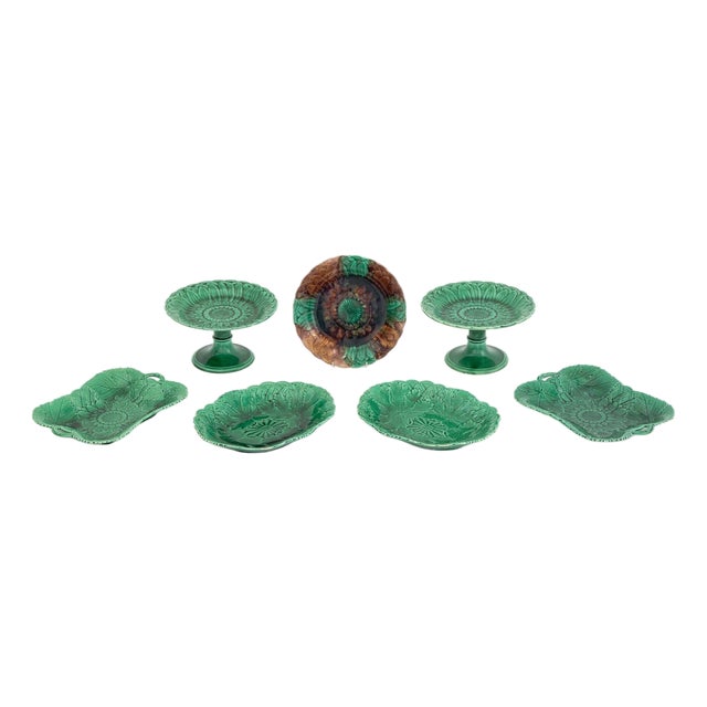 Wedgwood Sunflower Majolica Tableware, 7 Pieces For Sale
