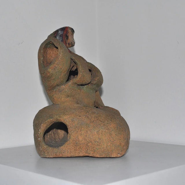 Chestnut Mid 20th Century Studio Ceramic Abstract Figure Sculpture For Sale - Image 8 of 12
