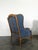Louis XV Style Wingback Lounge Chairs in Blue Velvet, Set of 2 For Sale - Image 4 of 8