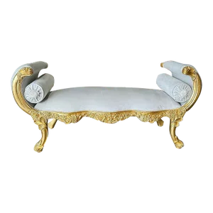 Baroque Style Off-White Bench With Gold Details