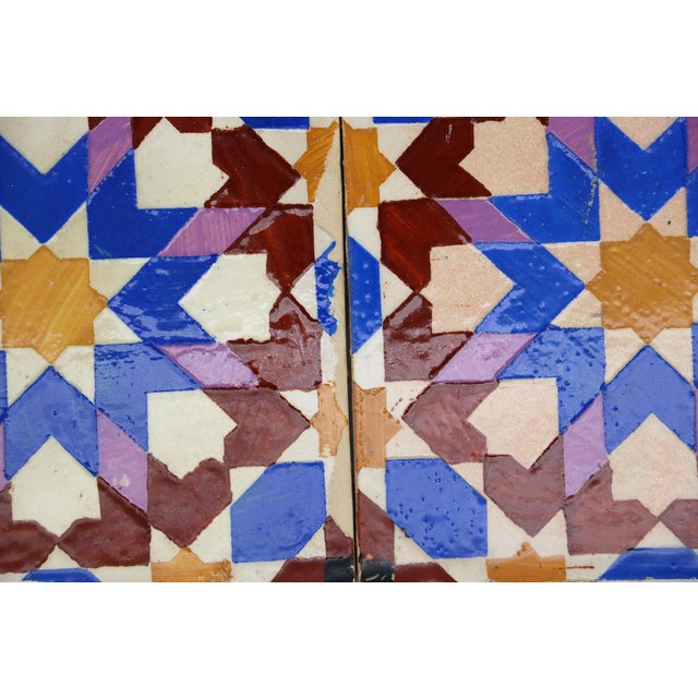 Blue 19th Century Set of Four Geometric Mediterranean Large Tiles, Portuguese For Sale - Image 8 of 15