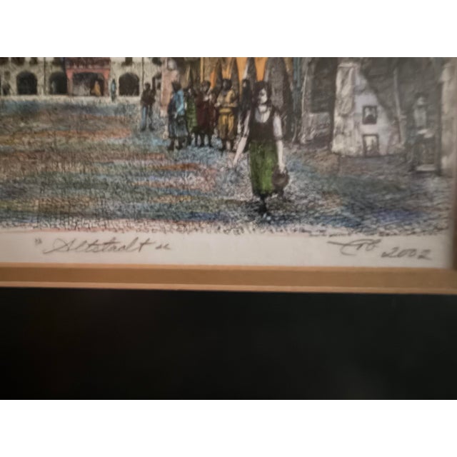 2000 - 2009 2002 Austrian Artist Josef Eidenberger “Altstadt” of Innsbruck, Austria, Signed Colored Etching For Sale - Image 5 of 6