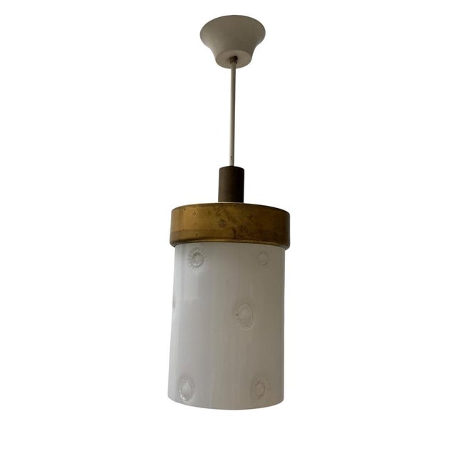 1960s Mid-Century Modern Murano Pendant Lamp in Bronze and Milk Glass, 1960s For Sale - Image 5 of 13