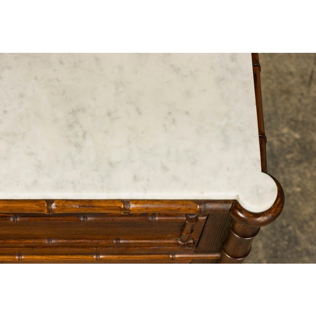 19th Century French Napoleon III Bamboo Dresser With Carrara Marble and Mirror For Sale - Image 4 of 18