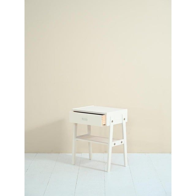 Scandinavian Bedside Table in Painted White, 1960s For Sale - Image 4 of 8