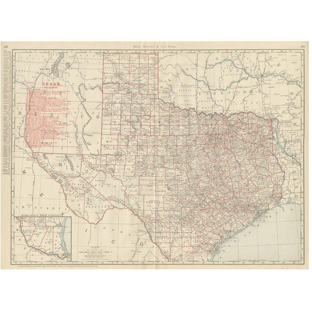 Antique Map of Texa The Lone Star State by Ran McNally, 1899 For Sale - Image 12 of 12