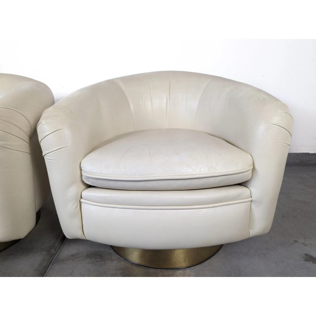 1970s Leather Tilt Swivel Lounge Chairs by Milo Baughman for Thayer Coggin - Set of 2 For Sale - Image 10 of 12