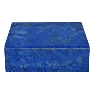 Lapis Lazuli Box Whole Slab Top and 2 Sides Natural Gemstone Italian Made Carrara Lined For Sale