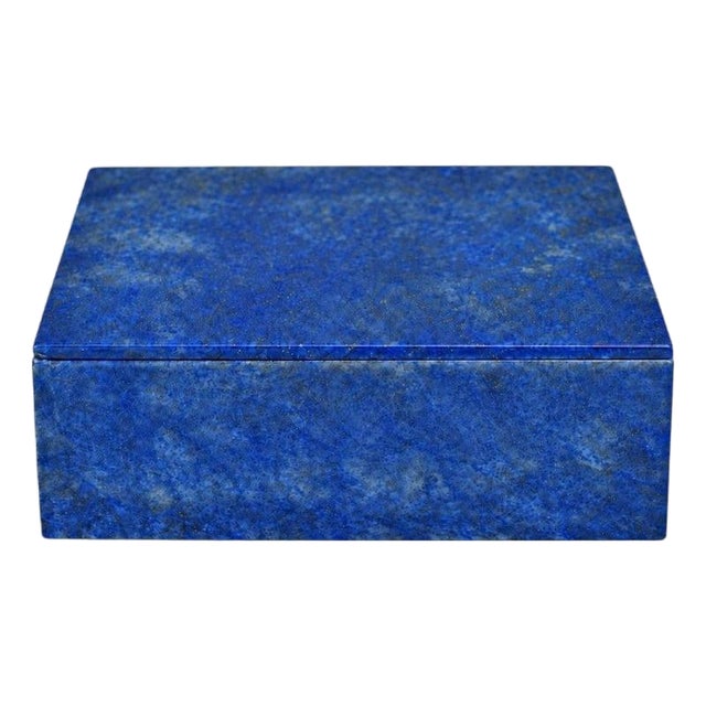 Lapis Lazuli Box Whole Slab Top and 2 Sides Natural Gemstone Italian Made Carrara Lined For Sale