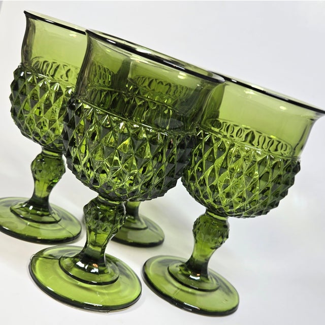 Contemporary Green Diamante Goblets- Set of Four For Sale - Image 3 of 9