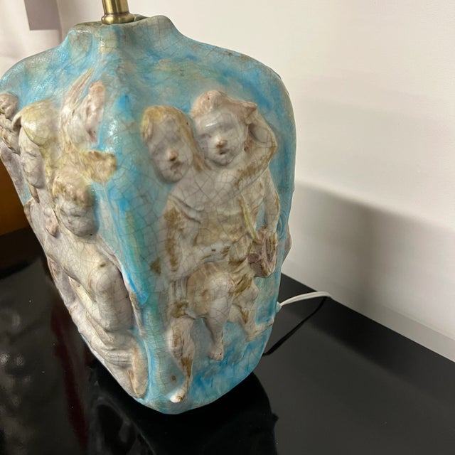 1950s Figural Neoclassical Table Lamp by Marcello Fantoni Featuring Angels For Sale - Image 5 of 10