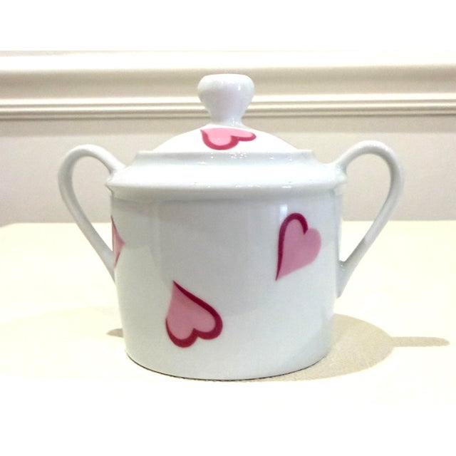 D Porthault "Coeurs" Porcelain Coffee Pot, Creamer and Sugar Bowl For Sale - Image 9 of 12
