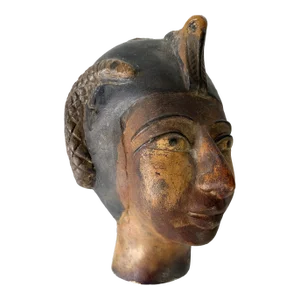 19th Century Grand Tour Polychromed Limestone Head of a Pharoh Bust