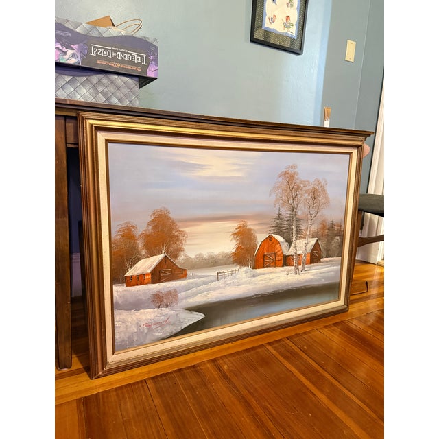 Gorgeous large oil painting bought in the late 80s or early 90s from a gallery in Cape May, NJ. An original winter...
