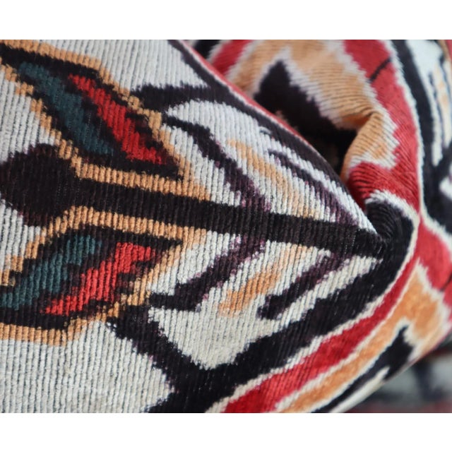 Textile Handmade Red & Orange Silk Velvet Throw Pillow & Down Insert For Sale - Image 7 of 12