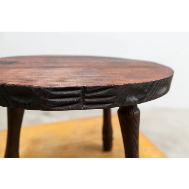 Wood Low Brutalist Wood Stool, 1950 For Sale - Image 7 of 13