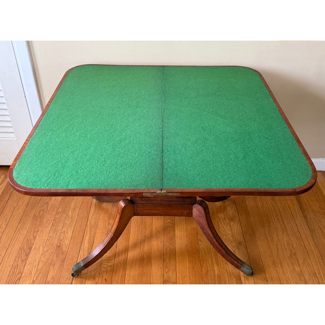 English Antique Flip Top Convertible Console to Game Table For Sale - Image 3 of 13