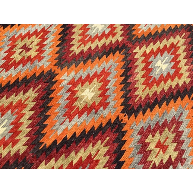 Burnt Orange Late 19th Century Handmade Kilim Rug- 72.5" X 105" For Sale - Image 8 of 10