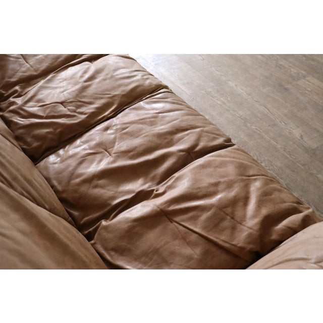 Ligne Roset Sloop Sofa in Cognac Leather by Michel Ducaroy for Ligne Roset, 1970s For Sale - Image 4 of 17