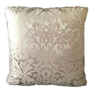 Large Damask Silk Pillow With Down Feather Insert For Sale