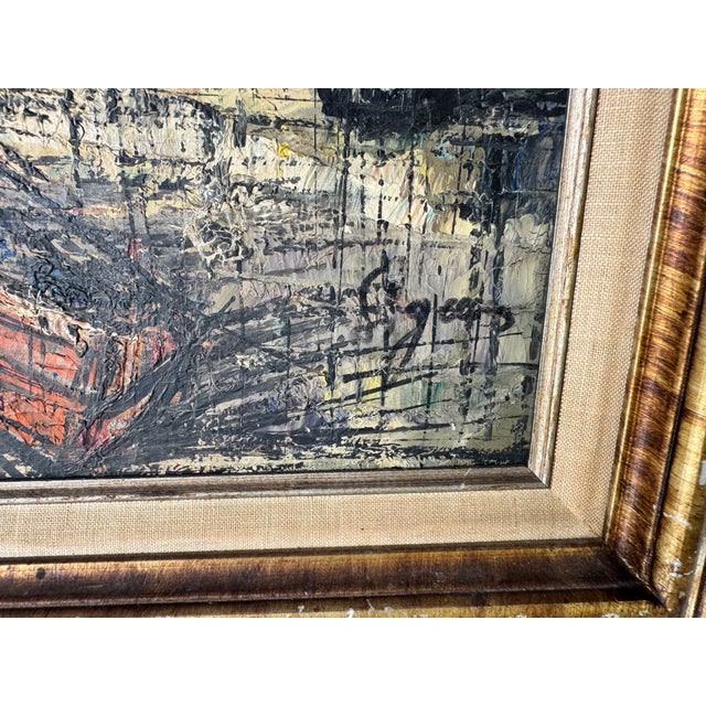 1960's Vintage Impressionist European Harbor Scene Oil on Canvas Painting, Signed For Sale - Image 9 of 12