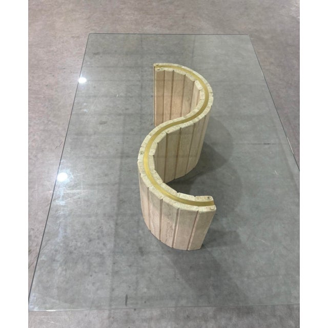 Metal Postmod Italian Marble & Brass Glass Coffee Table For Sale - Image 7 of 10