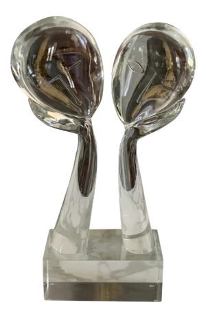 1980s “Two Faces” Glass Sculpture
