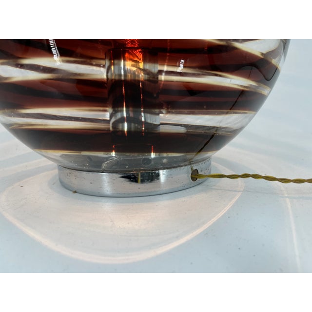 Brown Murano Glass Swirl Table Lamps, 1970s, Set of 2 For Sale - Image 8 of 12