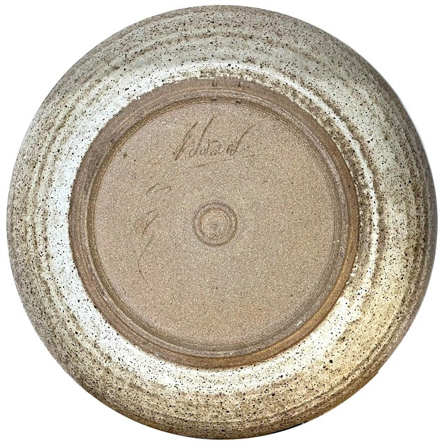 Ceramic 1980's Monumental Stoneware Pottery Charger Decorated - Ken Edwards Montana Potter For Sale - Image 7 of 8