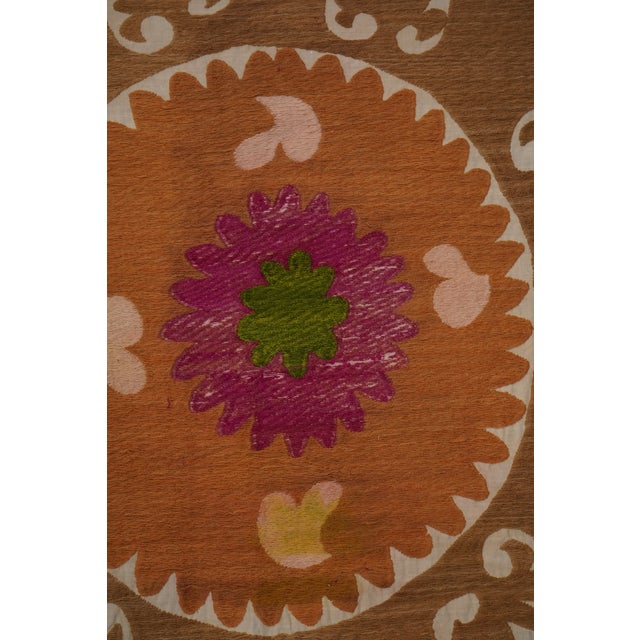 Rustic Spice Tones Suzani - Uzbek Bedspread 7'5'' X 10'2'' For Sale - Image 10 of 14