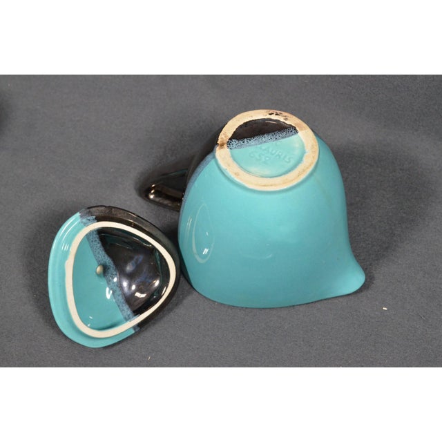 Mid 20th Century Vallauris – Black and Turquoise Blue Faience Coffee Set - 15 pcs For Sale - Image 14 of 18