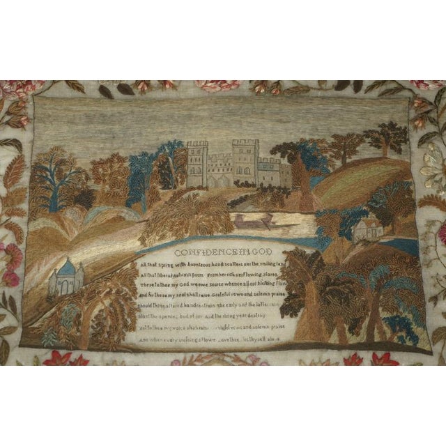 Antique William IV Needlework Stumpwork Sampler with Hardwood Frame, 1834 For Sale - Image 3 of 18