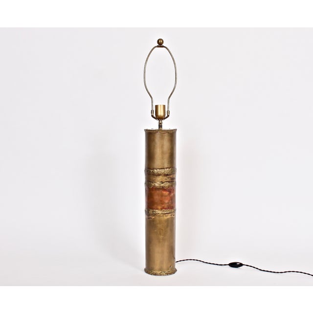 1974 Silas Seandel Torched Mixed Metal Brutalist Table Lamp For Sale - Image 13 of 13