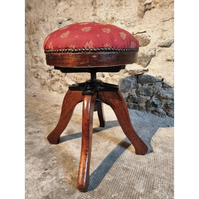 Antique Adjustable Piano Stool in Mahogany, 1890s For Sale - Image 10 of 13