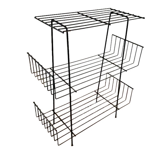 1960s Wrought Iron Three-Tier Shelf or Etagere, After Tony Paul For Sale