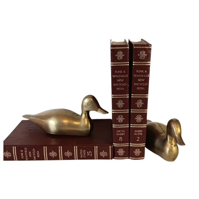 Mid-Century Modern Pair of Vintage Brass Duck Decoy Figurines or Bookends 9" For Sale - Image 3 of 14