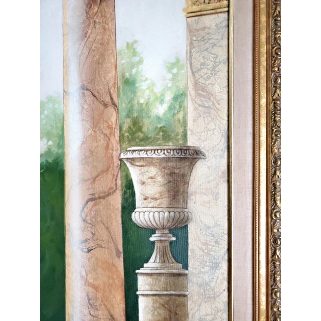 Wood Painting Trompe l'Oeil Roman Scene For Sale - Image 7 of 14